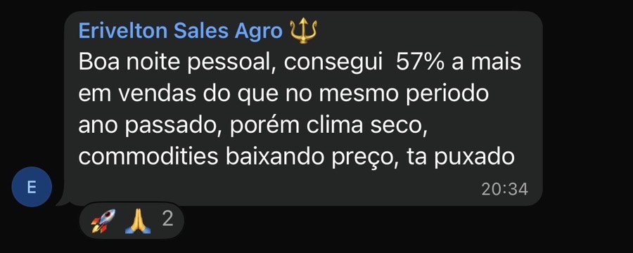 Resultado de mentorado Sales Agro