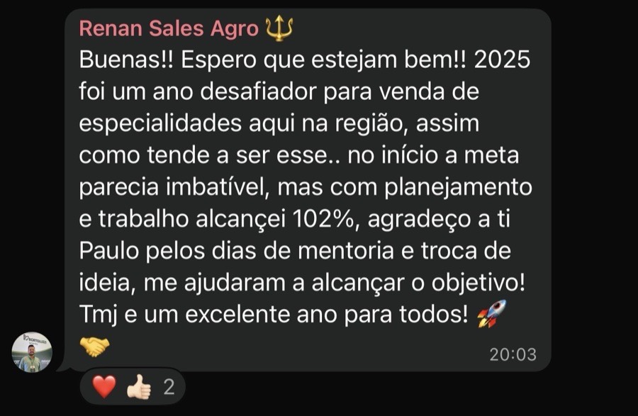 Resultado de mentorado Sales Agro